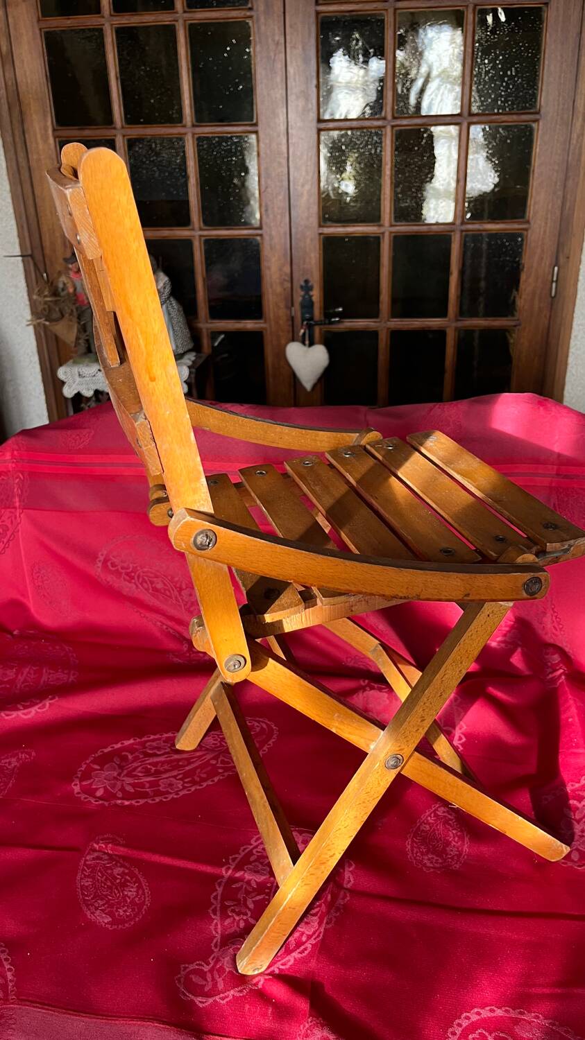 Vintage wooden folding children's chair