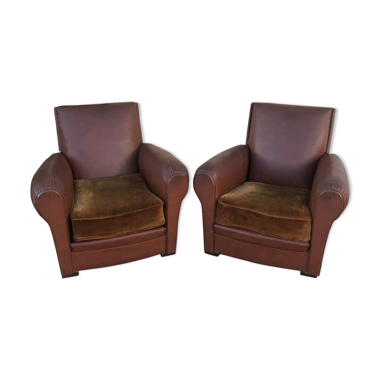 Pair of club armchairs