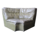 Patchwork large olive green leather corner lounge chair by Laauser, 1970s