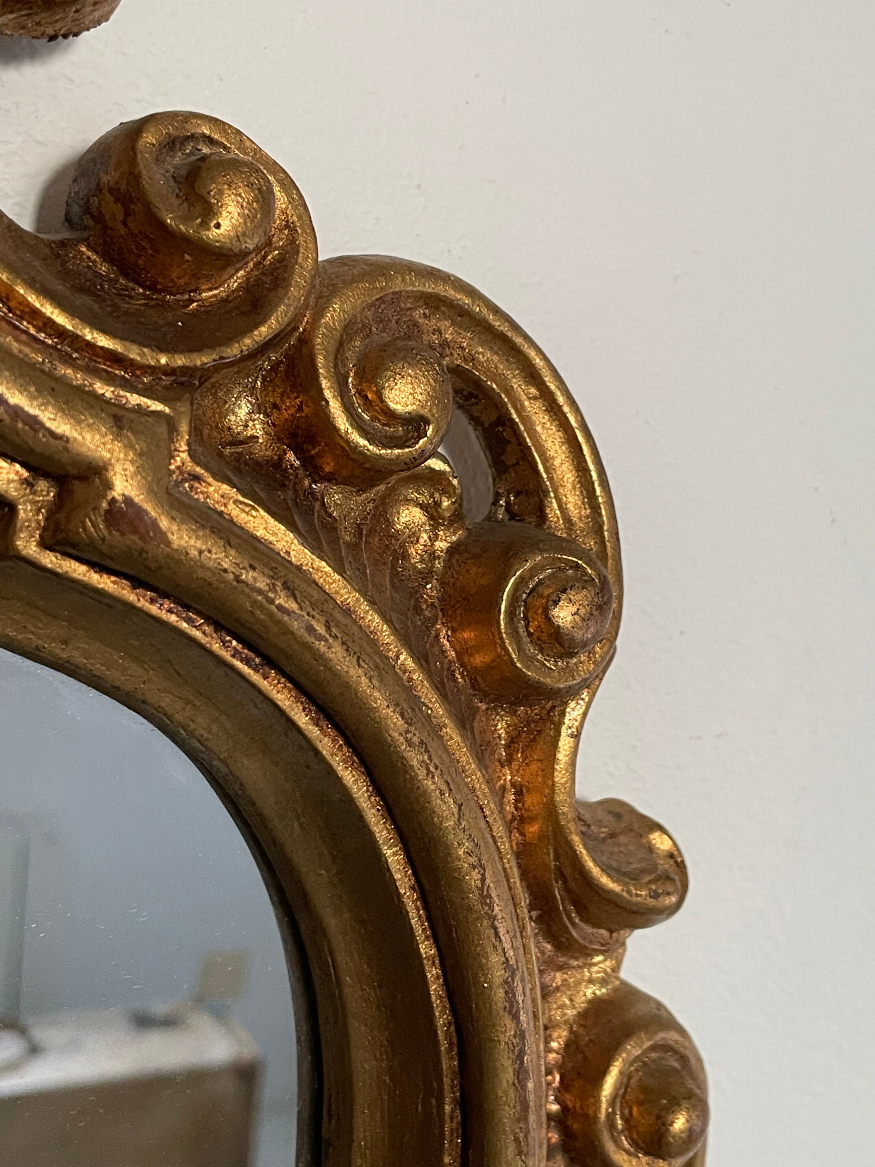 Mirror rockery gilded wood with gold leaf, 82x53 cm