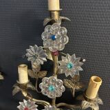 Important Pair of Church or Chapel Wall Lights in Gilded Brass and Glass, Late 19th Century, H 70 Cm