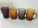 Set of 4 coloured pressed glass mugs, vintage style.