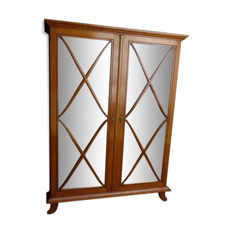 Armoire deux portes en bois massif merisier de deux portes avec mirioir