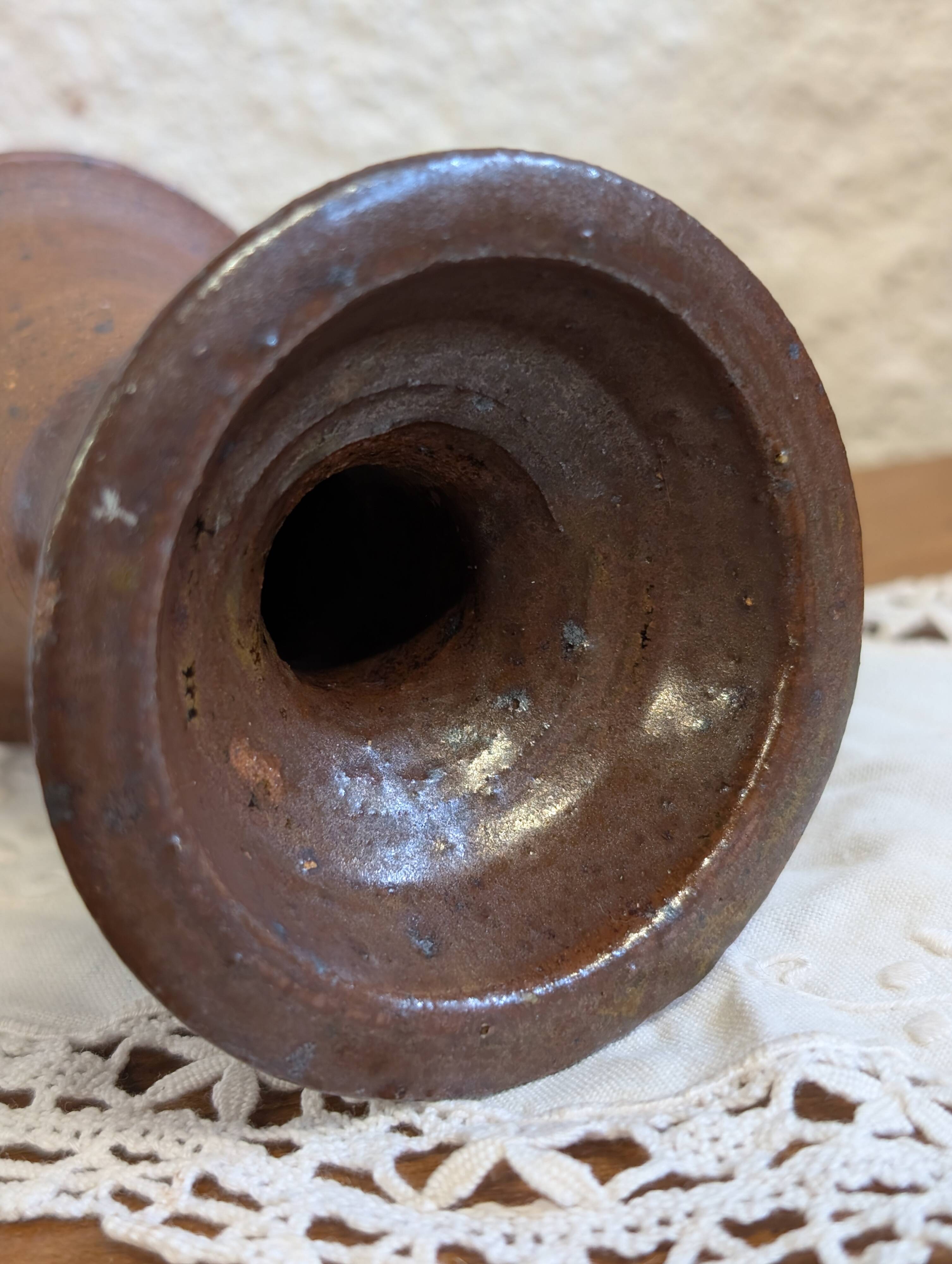 Vintage stoneware candlestick