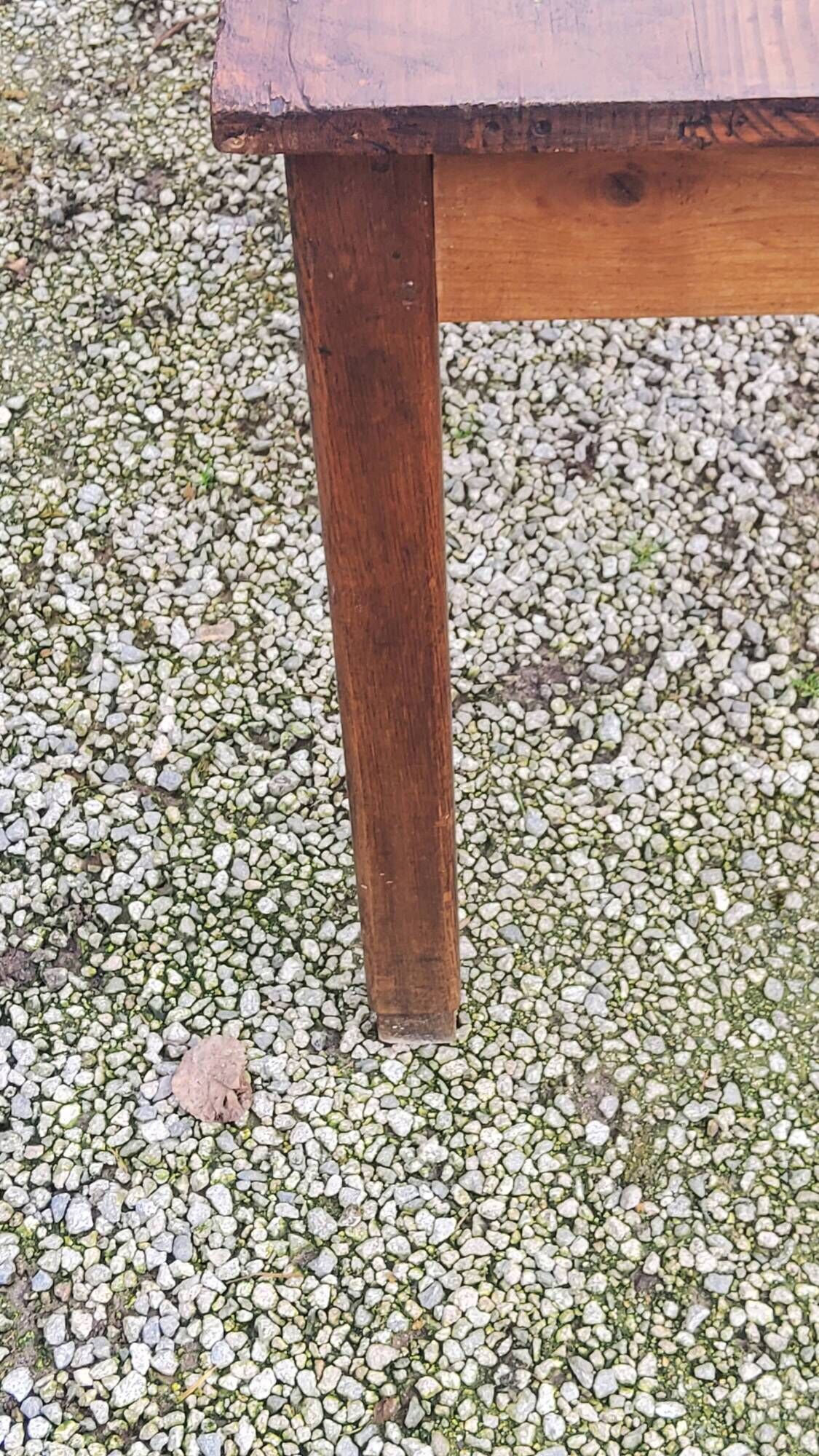 Farm table in oak and white wood 160cm 1 drawer t 20th century