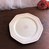 Old pink speckled beige dessert plate from the Dentelle St Amand collection