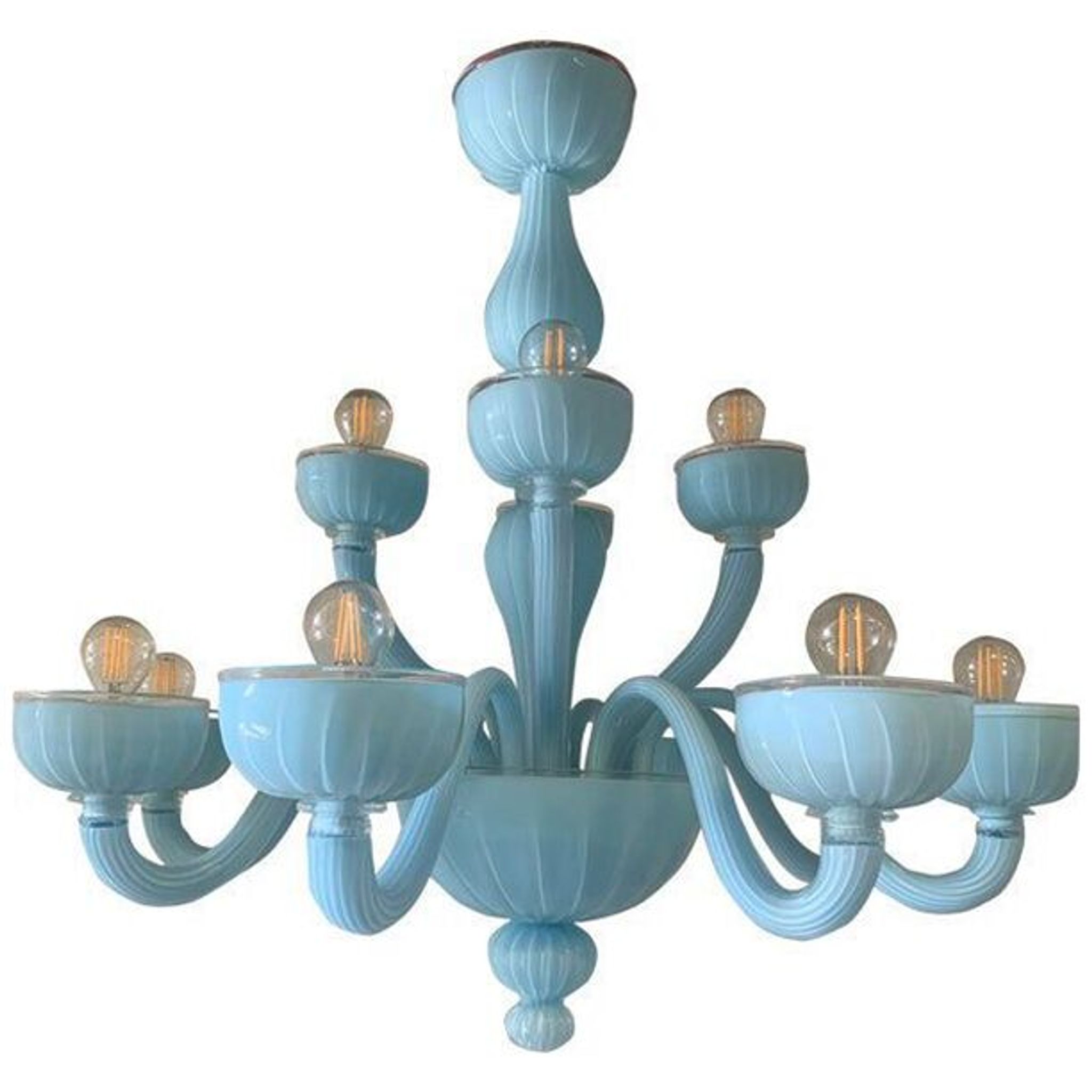 Lustre contemporain en verre bleu clair bleu clair