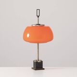 Oscar Torlasco, orange glass table / desk lamp, Prod. Lumi, 1960 ca.