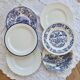 6 mismatched vintage blue and white dinner plates – Earthenware and porcelain