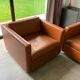 Gold leather salon by Charles Pfister for Knoll 1970