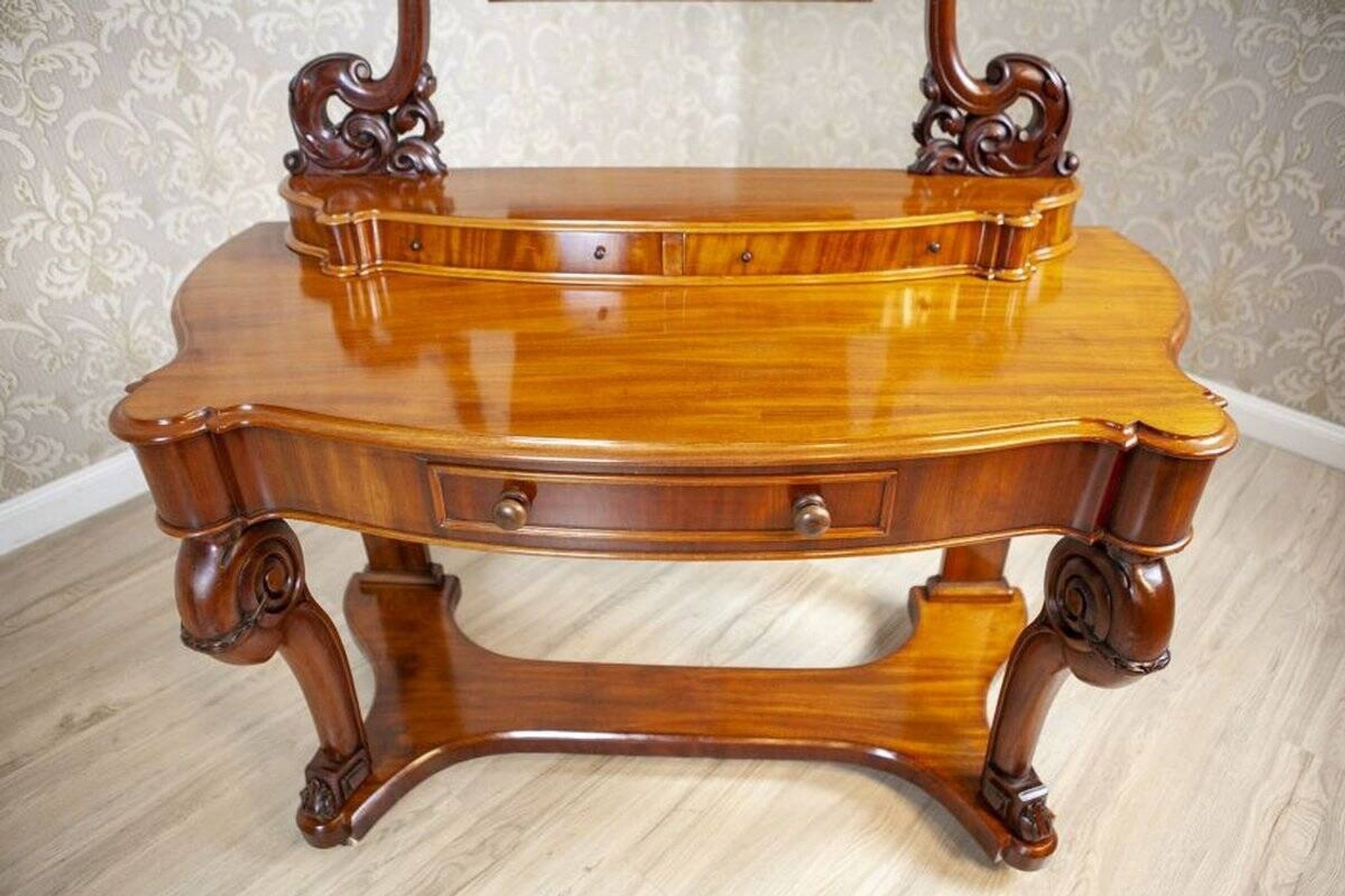 Table de coiffeuse antique en acajou, années 1890