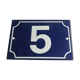 Blue and white enamel plate number 5