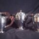 Art Deco silver-plated coffee and tea service, stamped.