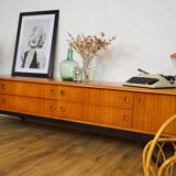 Low Scandinavian teak sideboard Metal