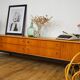 Low Scandinavian teak sideboard Metal