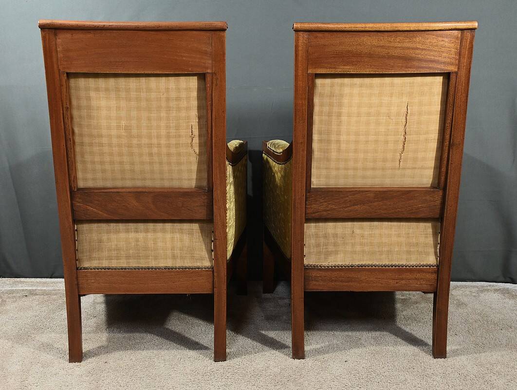 Pair of "Bergère" Armchairs in Mahogany, Empire Period – Early 19th Century