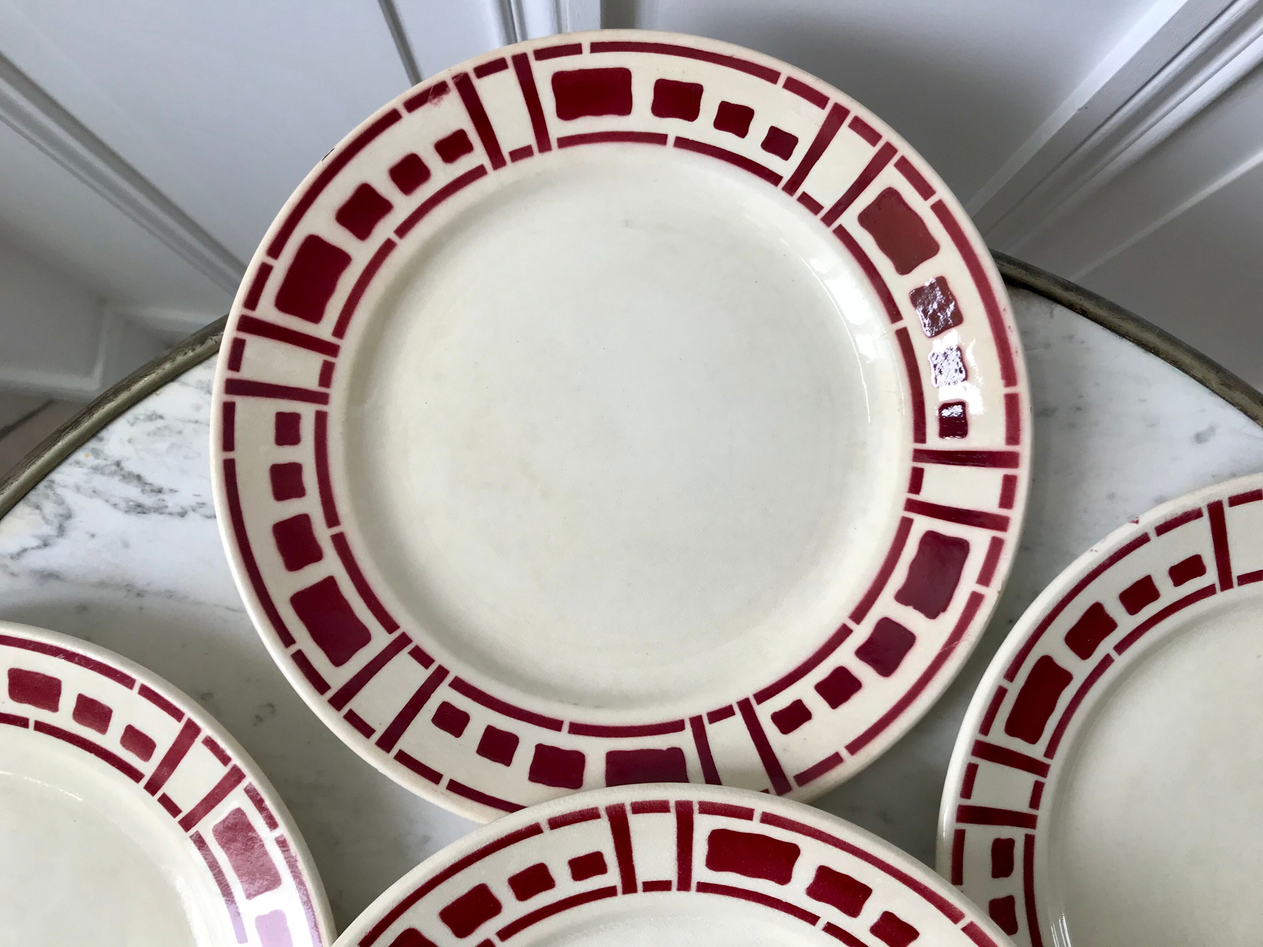 Set of 6 flat plates Badonviller model "Barbizon" 30s