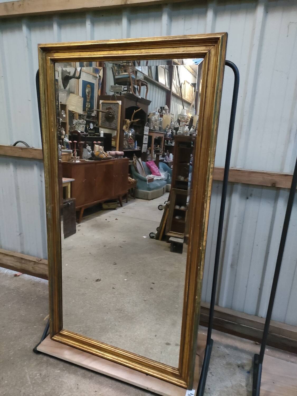 Large gold mirror with beveled glass