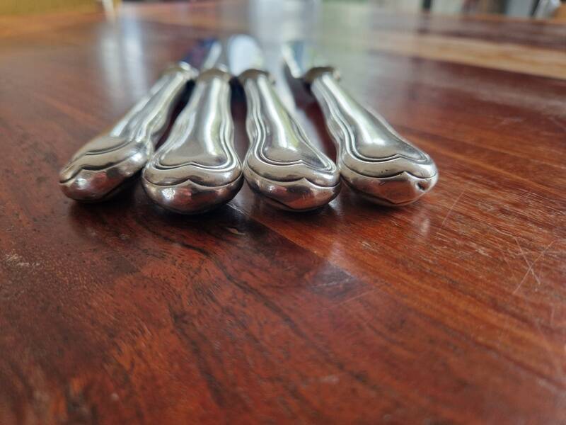 Ercuis - Set of 4 table knives model Chinon with metal outline.