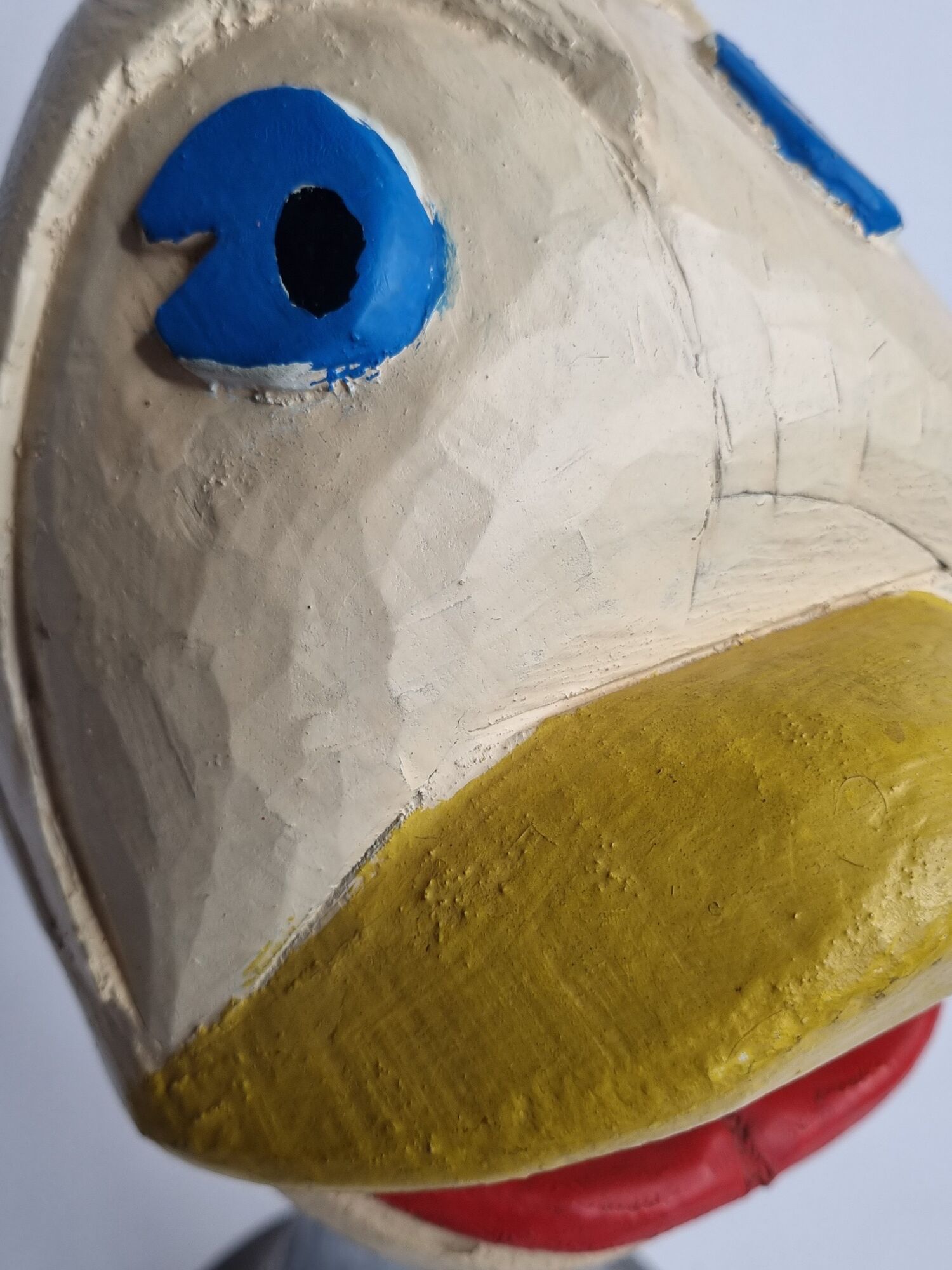 Carved hat door, folk art object carved from a painted piece of wood, 34 cm