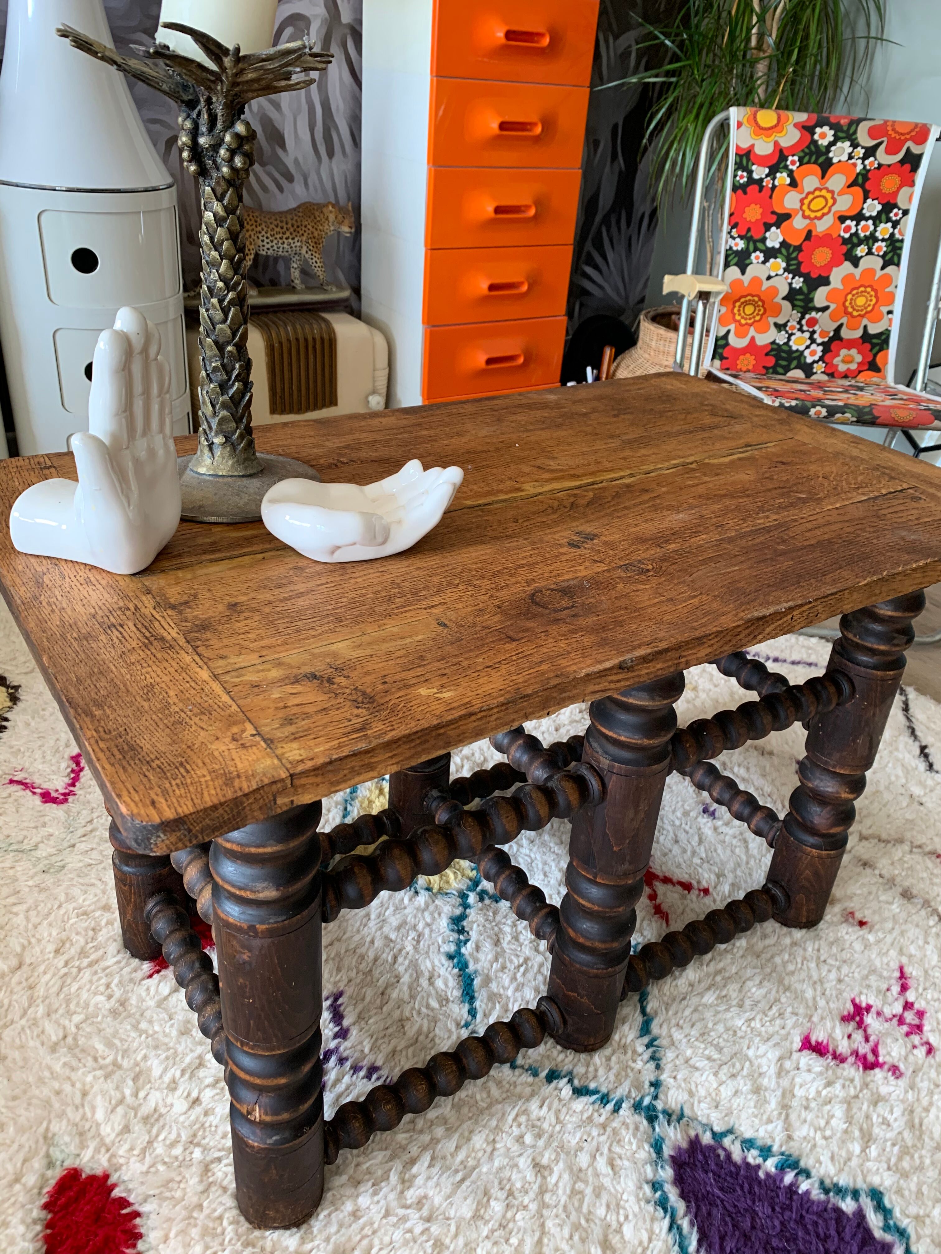 Old wood coffee table turned
