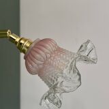 Vintage pink and clear glass tulip wall light.