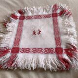 Set of red monogrammed towels