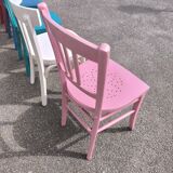 Set of 6 mismatched vintage bistro wooden chairs.