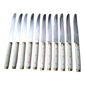 Set of 12 vintage table knives Stainless steel, bakelite and brass