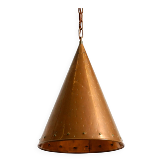 1960s cone pendant lamp in copper by th. valentiner copenhagen denmark