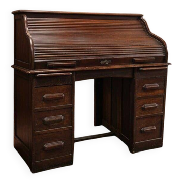 Bureau américain vintage en bois avec volet roulant
