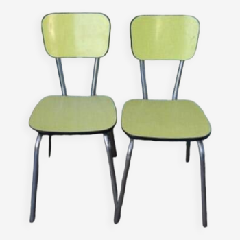 Pair of yellow formica chairs