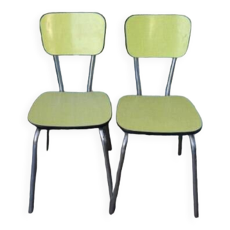 Pair of yellow formica chairs