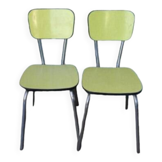Paire de chaises en formica jaune