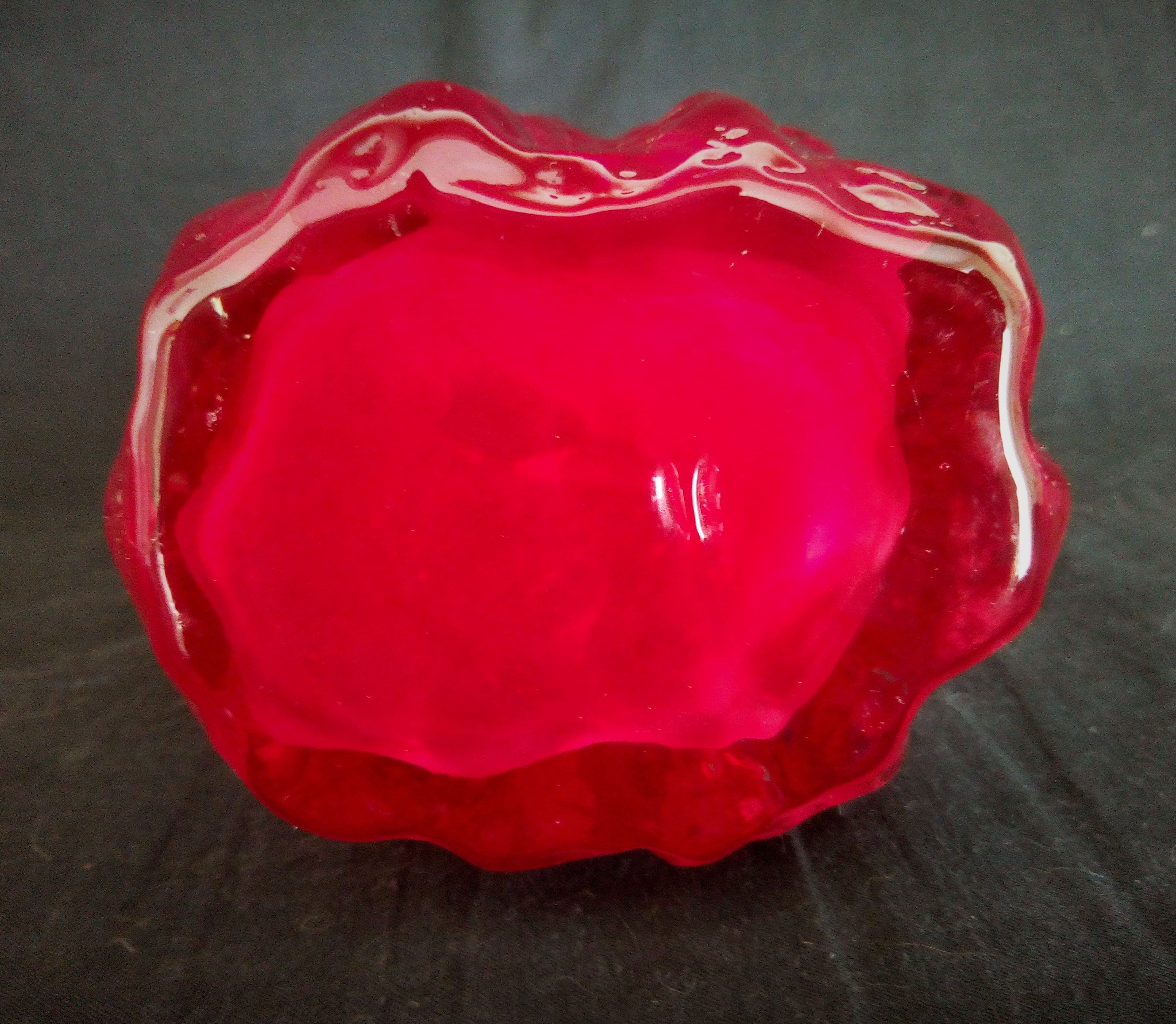 Mouth-blown rock crystal vase, red, Glassworks Ingrid, Germany