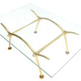 Table cocktail vintage brass and glass by kouloufi