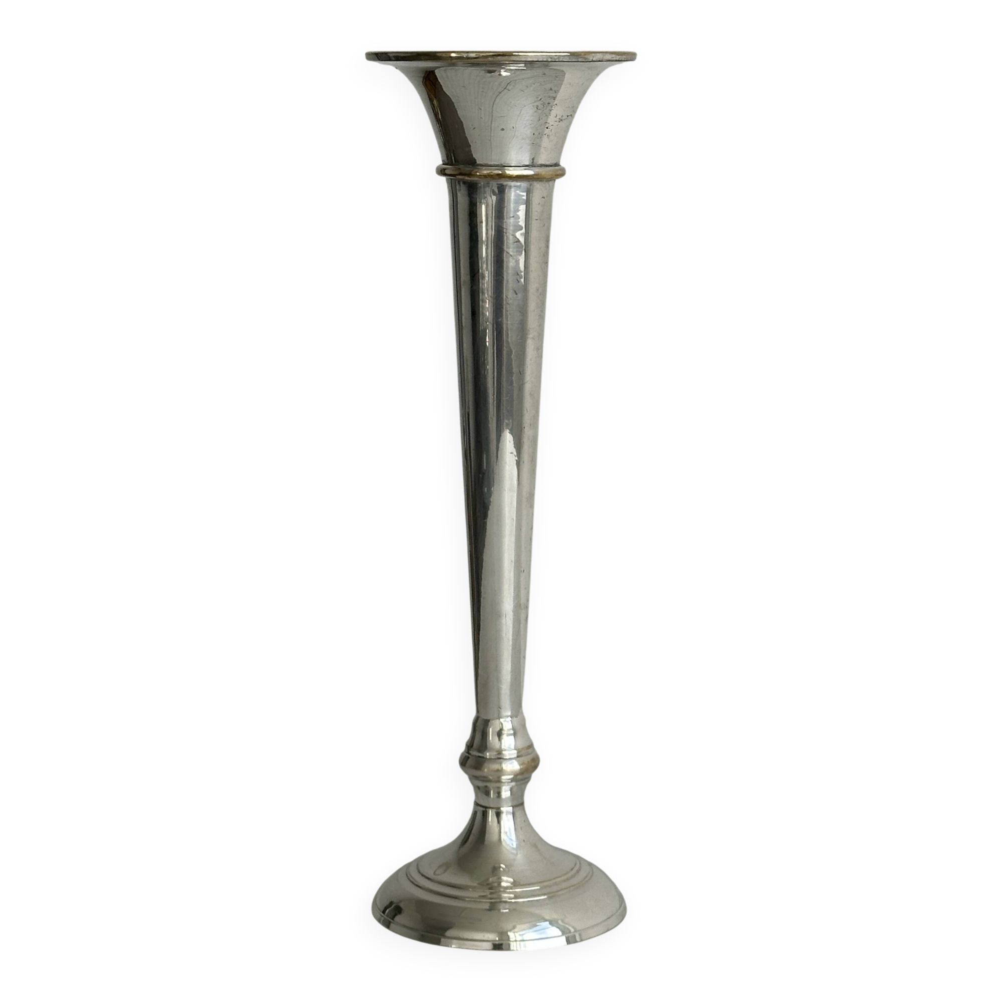 Vintage patinated metal soliflore vase