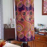 Vintage lamp of the years 70 faience and plasticized fabrics