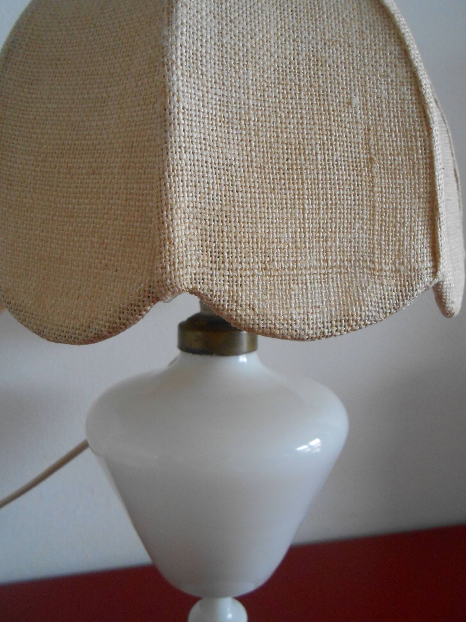 Bedside lamp porcelain and burlap