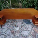 Double teak headof with bedside