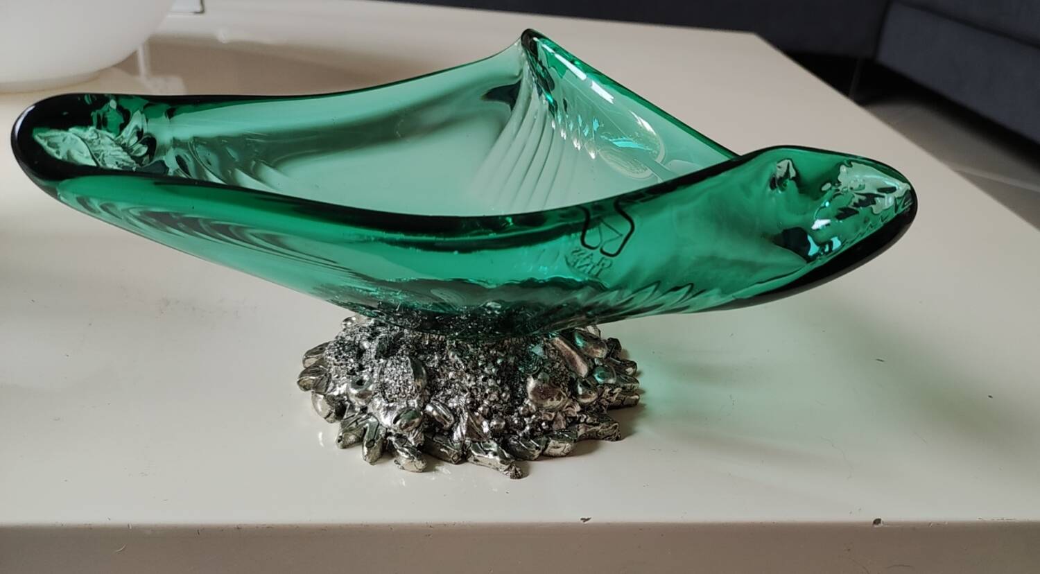 Murano/Glass Line Art Glass Sea Shell Trinket Dish. Diam 20