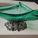 Murano/Glass Line Art Glass Sea Shell Trinket Dish. Diam 20