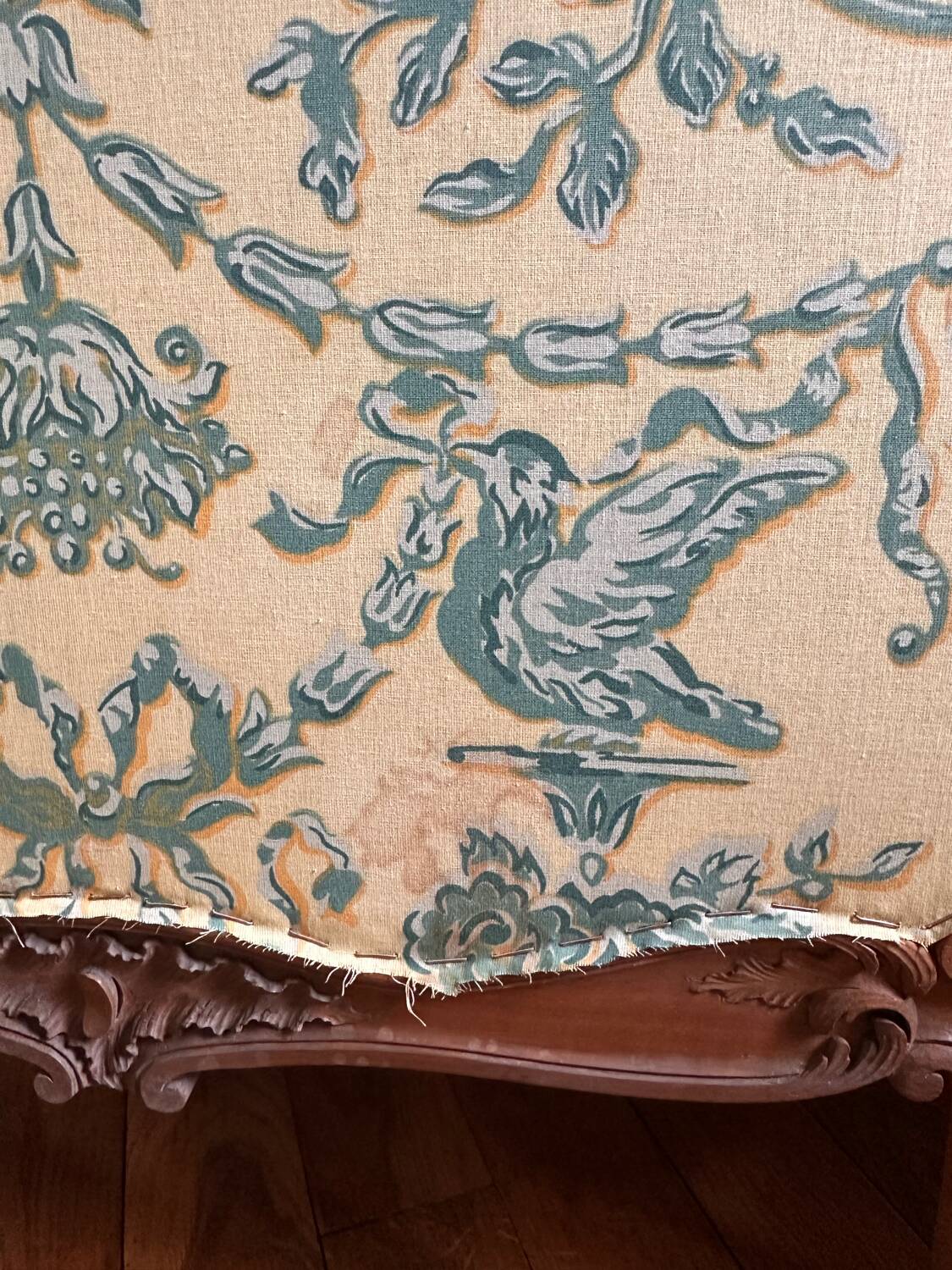 Old wooden and fabric screen