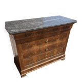 Antique chest of drawers with a grey marble top.