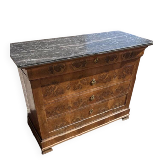 Commode ancienne avec plateau marbre gris