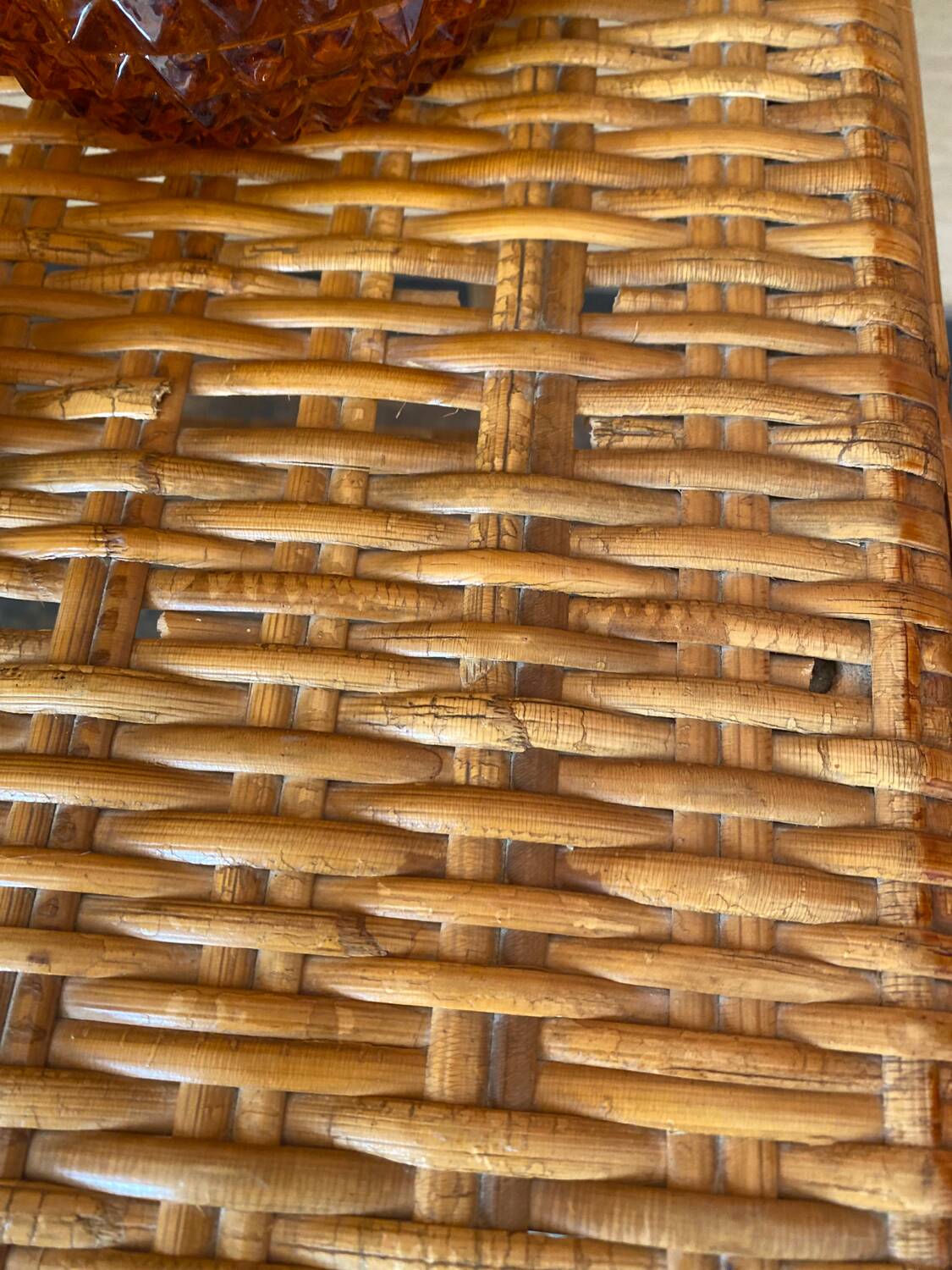 Small vintage rattan table