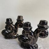 Pair of Vallauris iridescent ceramic candle holders