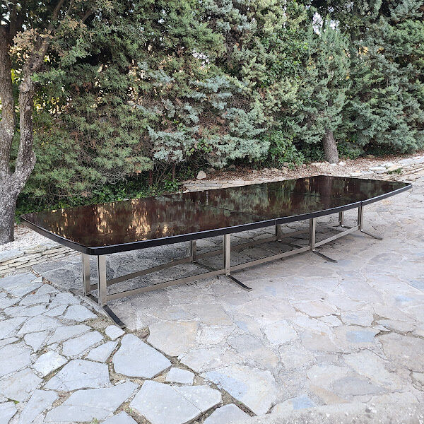 Vintage rosewood steel conference table Gianni Moscatelli Formanova 1970