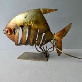 Lampe veilleuse forme poisson, en métal doré, années 70