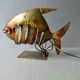 Night light shaped fish, gilded metal, 70s